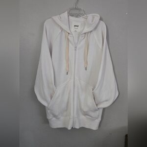 Aerie White Oversized Hoodie Jacket